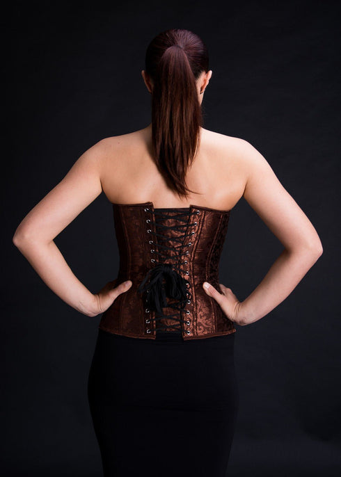 SiaLinda: Überbrust Korsett Ines, braun silber, Jacquard, elegant, Topqualität - SiaLinda.com